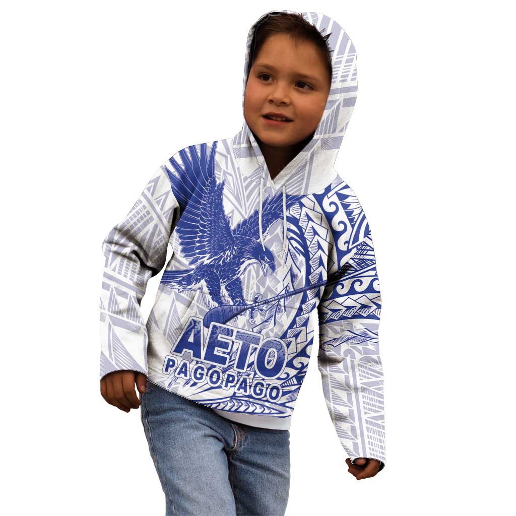 Samoa Pago Pago Aeto Kid Hoodie Wingstyle Blue-White Color - Polynesian Pride