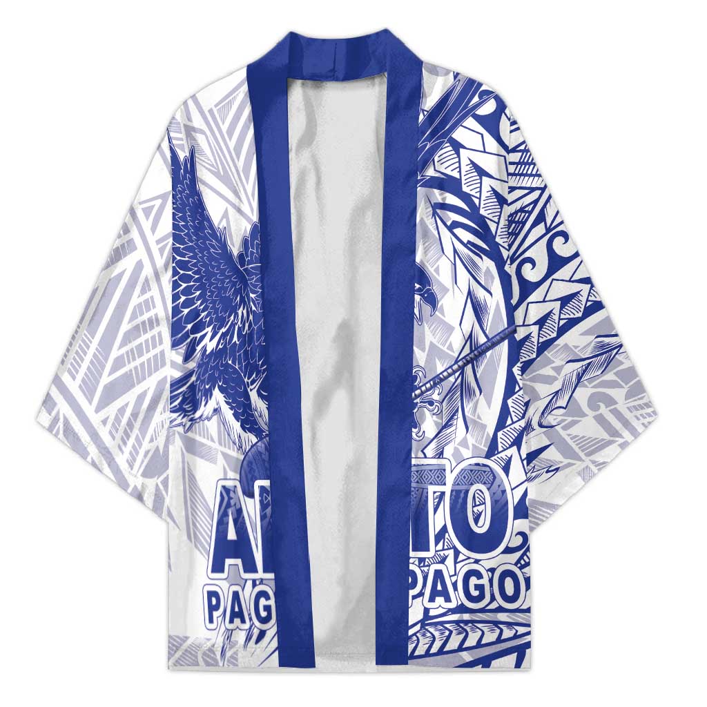 Samoa Pago Pago Aeto Kimono Wingstyle Blue-White Color - Polynesian Pride