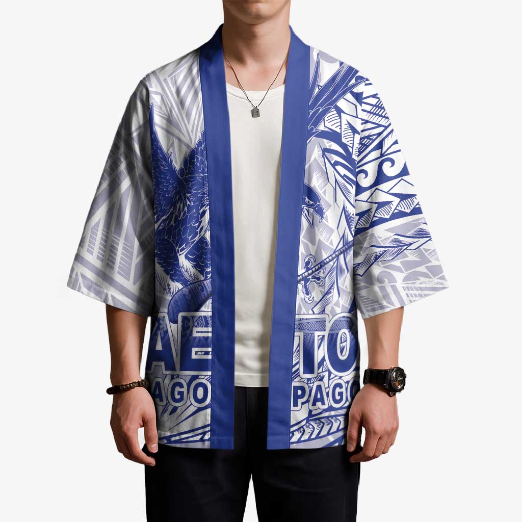 Samoa Pago Pago Aeto Kimono Wingstyle Blue-White Color - Polynesian Pride