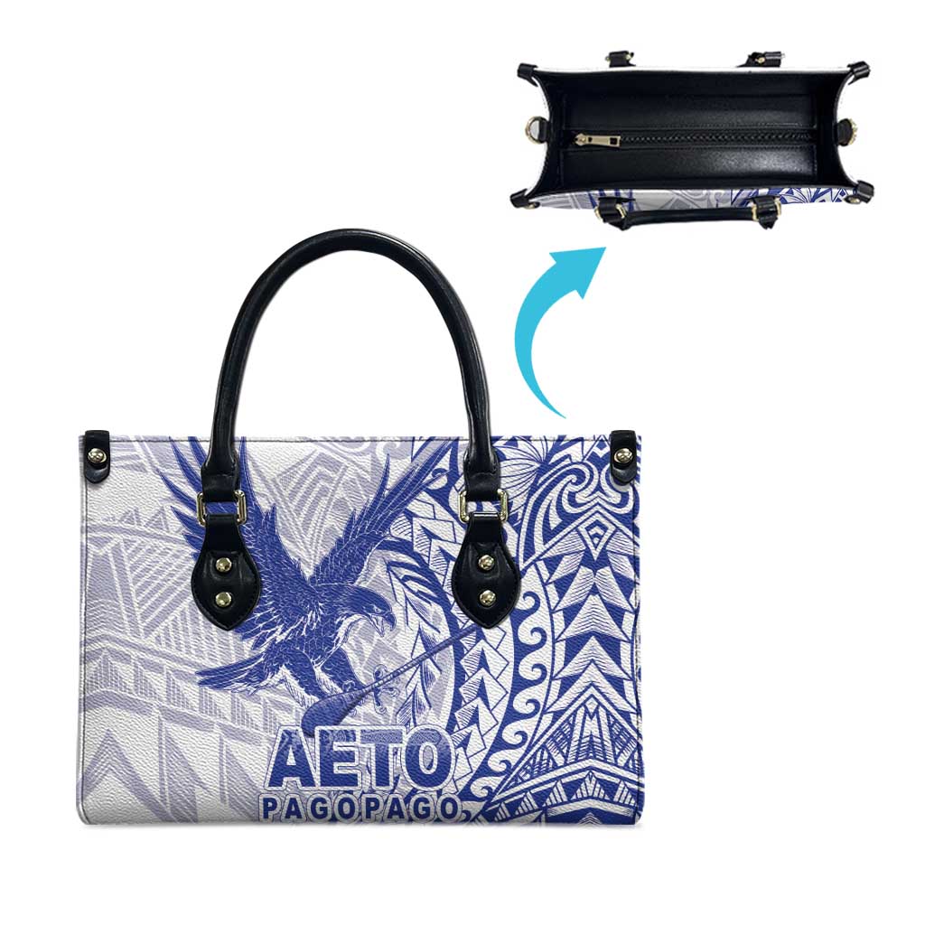 Samoa Pago Pago Aeto Leather Bag Wingstyle Blue-White Color - Polynesian Pride