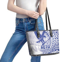 Samoa Pago Pago Aeto Leather Tote Bag Wingstyle Blue-White Color - Polynesian Pride