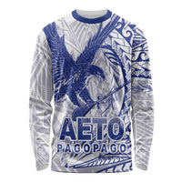 Samoa Pago Pago Aeto Long Sleeve Shirt Wingstyle Blue-White Color - Polynesian Pride