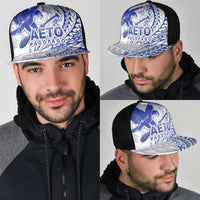 American Samoa Pago Pago Aeto Mesh Trucker Cap Wingstyle Blue-White Color - Polynesian Pride