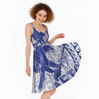 Samoa Pago Pago Aeto Midi Dress Wingstyle Blue-White Color - Polynesian Pride