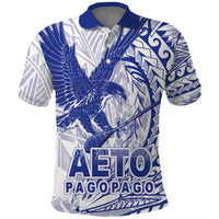 Samoa Pago Pago Aeto Polo Shirt Wingstyle Blue-White Color - Polynesian Pride