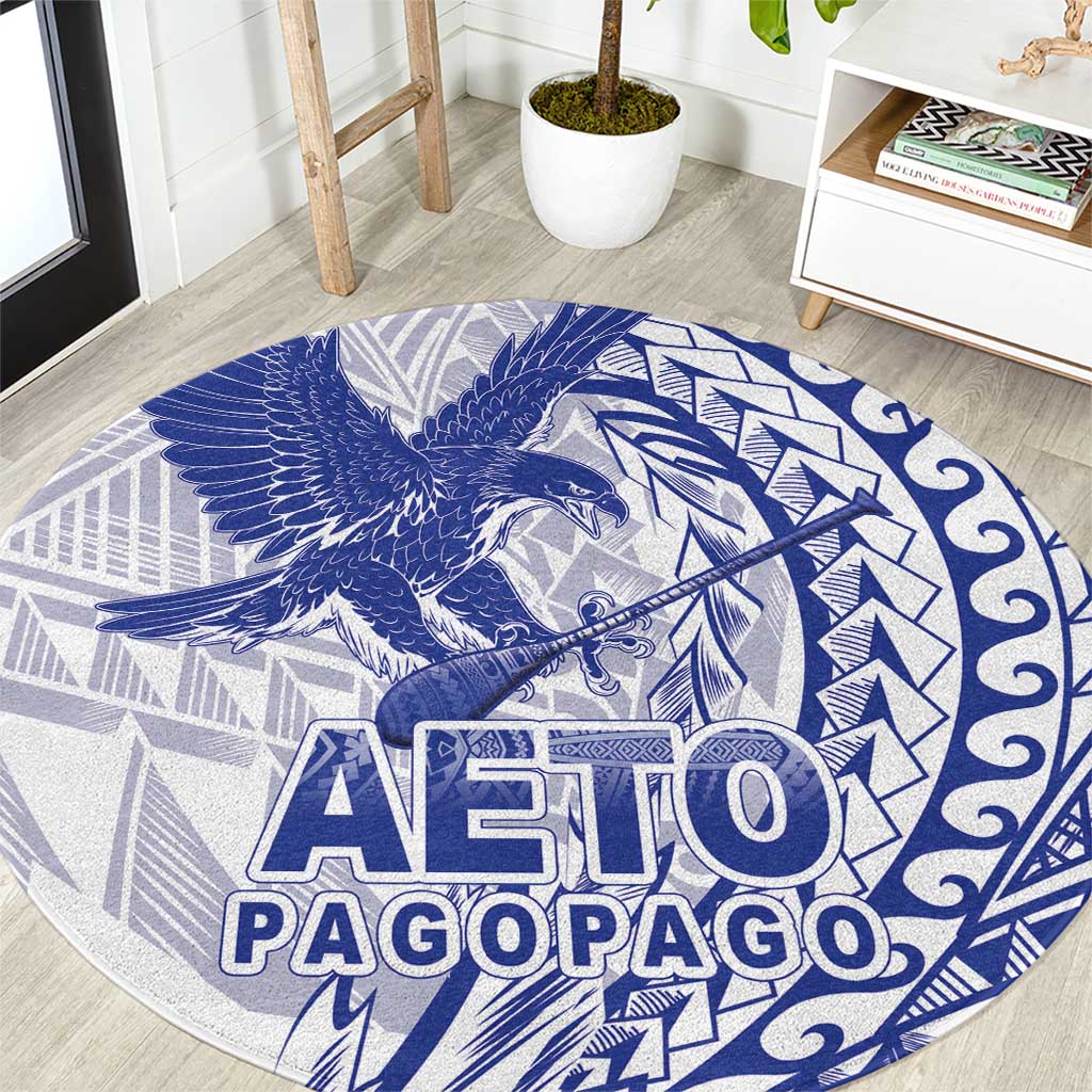 Samoa Pago Pago Aeto Round Carpet Wingstyle Blue-White Color - Polynesian Pride