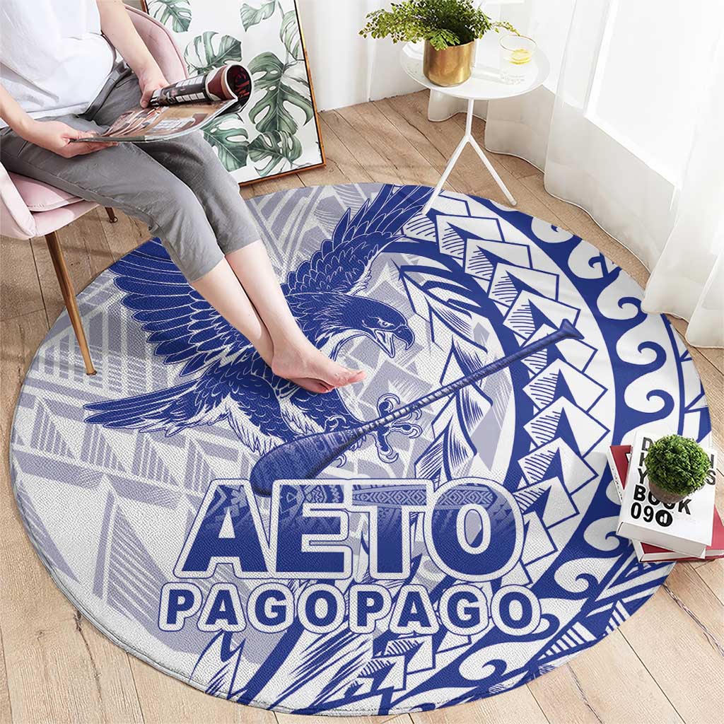 Samoa Pago Pago Aeto Round Carpet Wingstyle Blue-White Color - Polynesian Pride