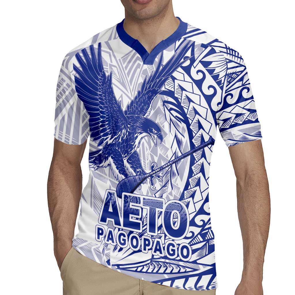 Samoa Pago Pago Aeto Rugby Jersey Wingstyle Blue-White Color - Polynesian Pride