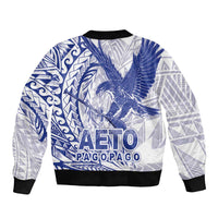 Samoa Pago Pago Aeto Sleeve Zip Bomber Jacket Wingstyle Blue-White Color - Polynesian Pride