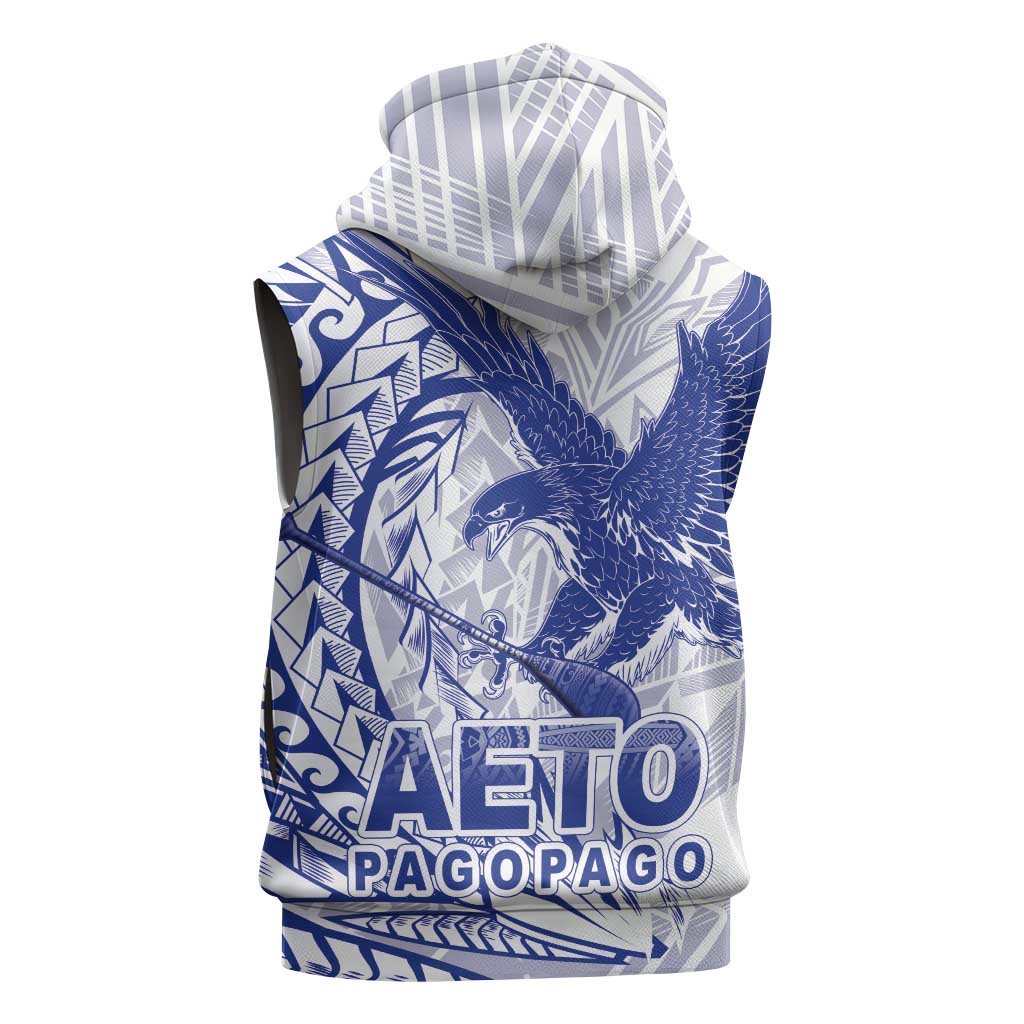 Samoa Pago Pago Aeto Sleeveless Hoodie Wingstyle Blue-White Color - Polynesian Pride