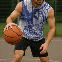 Samoa Pago Pago Aeto Sleeveless Hoodie Wingstyle Blue-White Color - Polynesian Pride