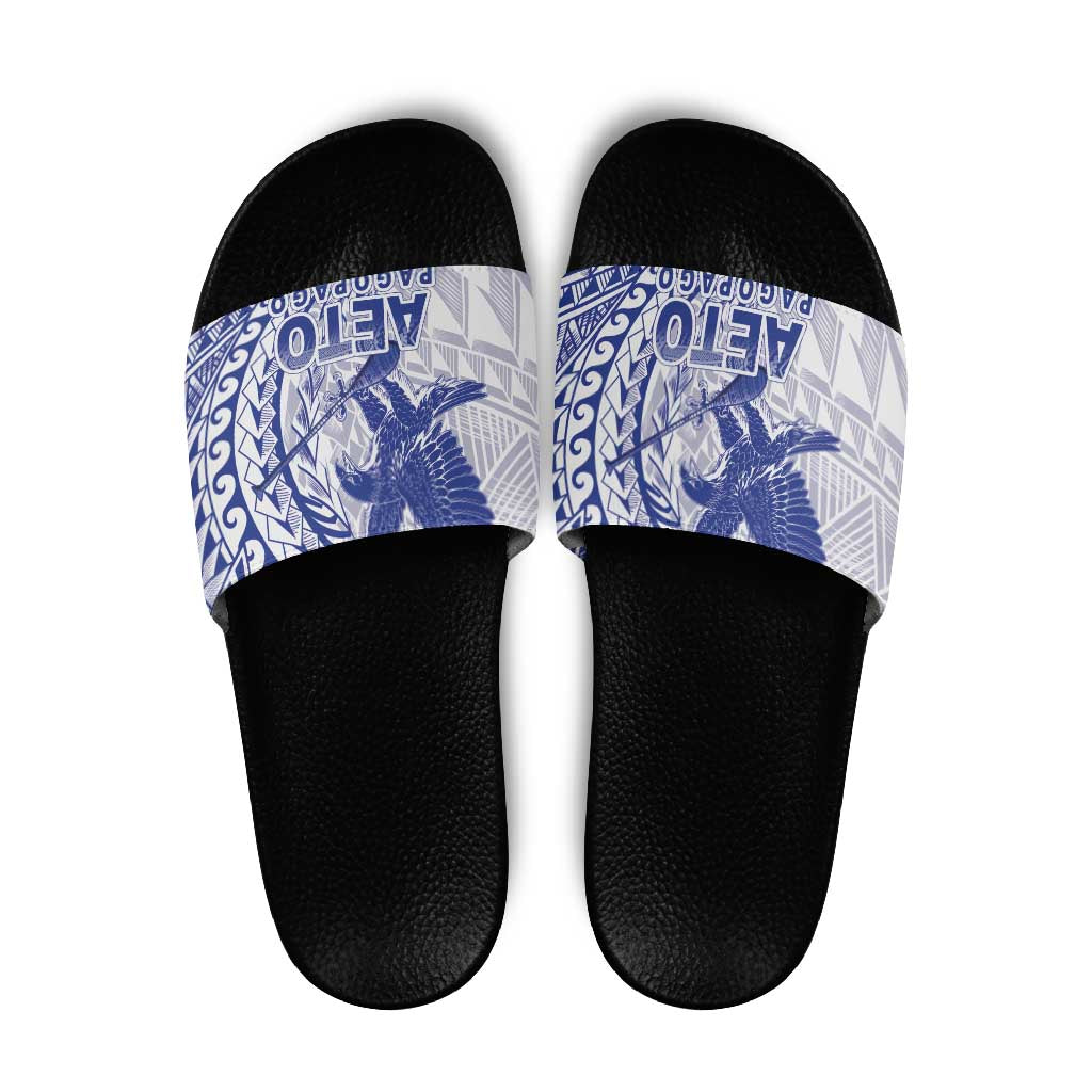 Samoa Pago Pago Aeto Slide Sandals Wingstyle Blue-White Color - Polynesian Pride