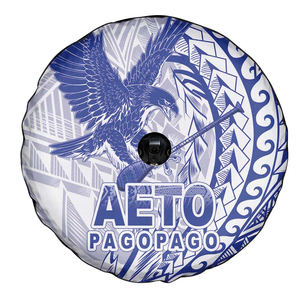Samoa Pago Pago Aeto Spare Tire Cover Wingstyle Blue-White Color - Polynesian Pride