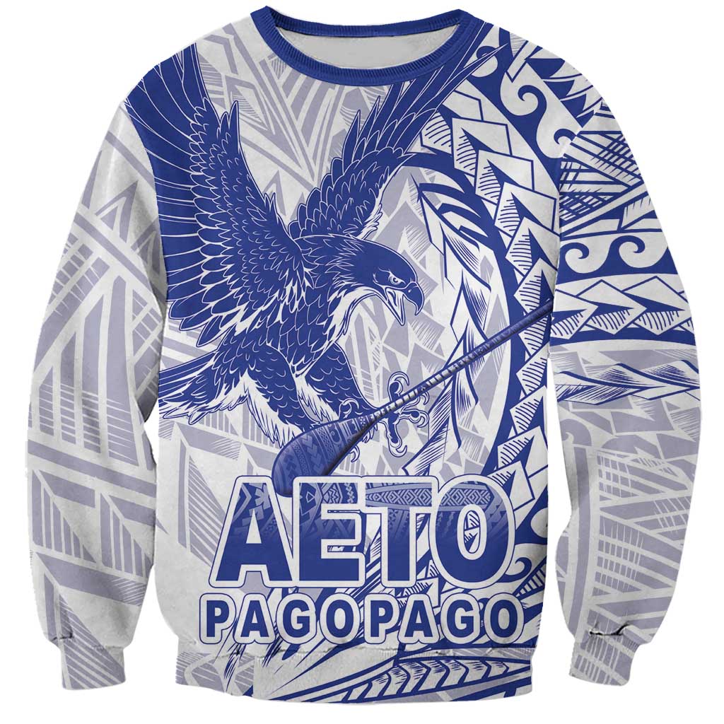 Samoa Pago Pago Aeto Sweatshirt Wingstyle Blue-White Color - Polynesian Pride