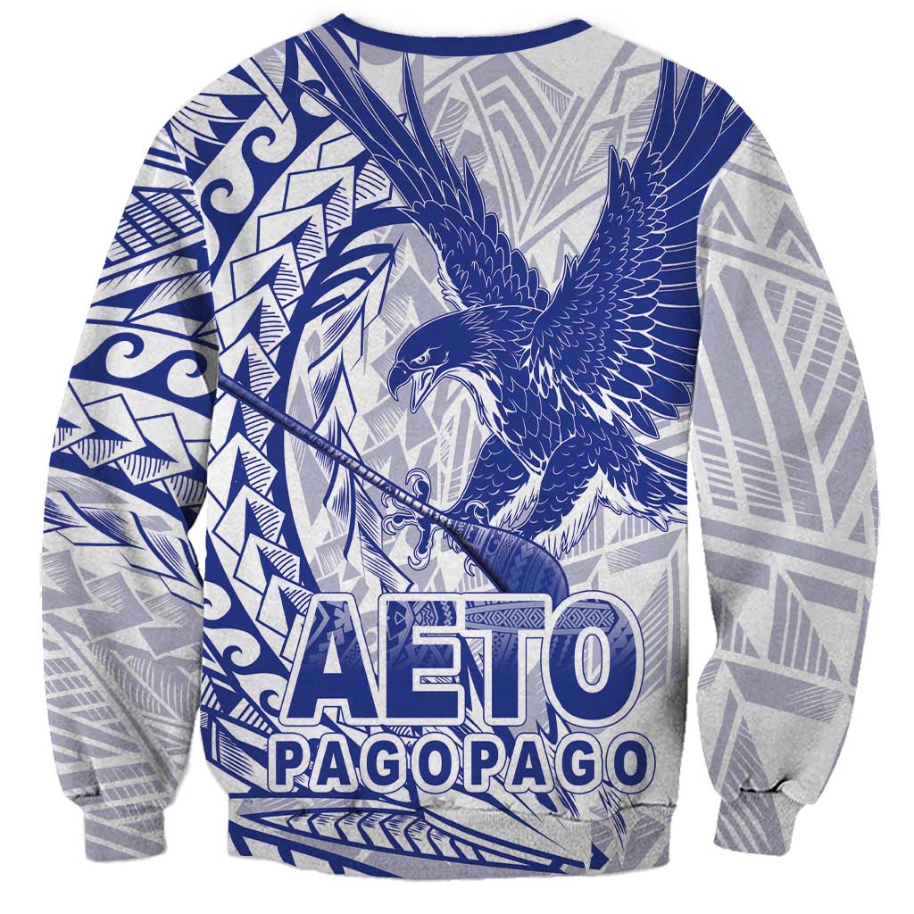 Samoa Pago Pago Aeto Sweatshirt Wingstyle Blue-White Color - Polynesian Pride