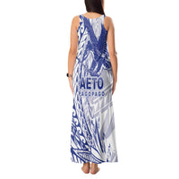 Samoa Pago Pago Aeto Tank Maxi Dress Wingstyle Blue-White Color - Polynesian Pride