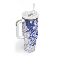 Samoa Pago Pago Aeto Tumbler With Handle Wingstyle Blue-White Color - Polynesian Pride