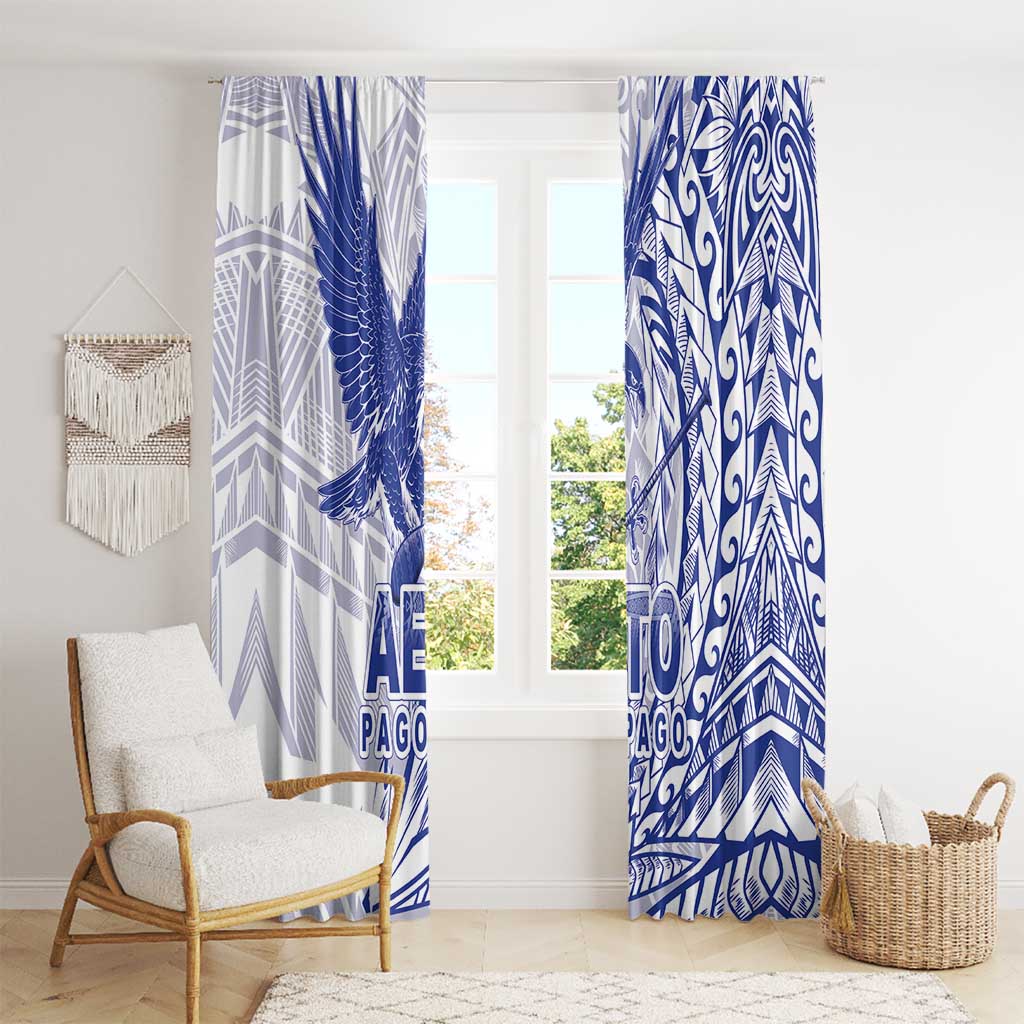 Samoa Pago Pago Aeto Window Curtain Wingstyle Blue-White Color - Polynesian Pride