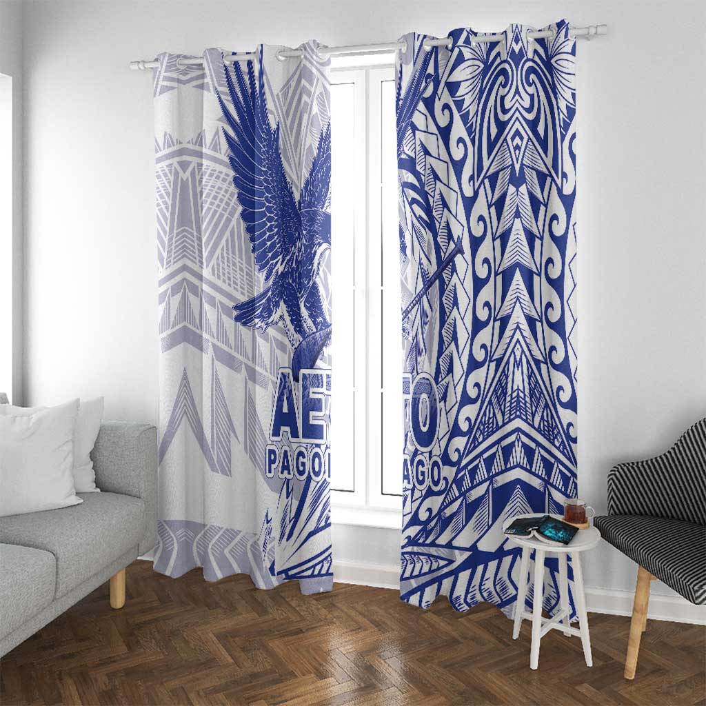 Samoa Pago Pago Aeto Window Curtain Wingstyle Blue-White Color - Polynesian Pride