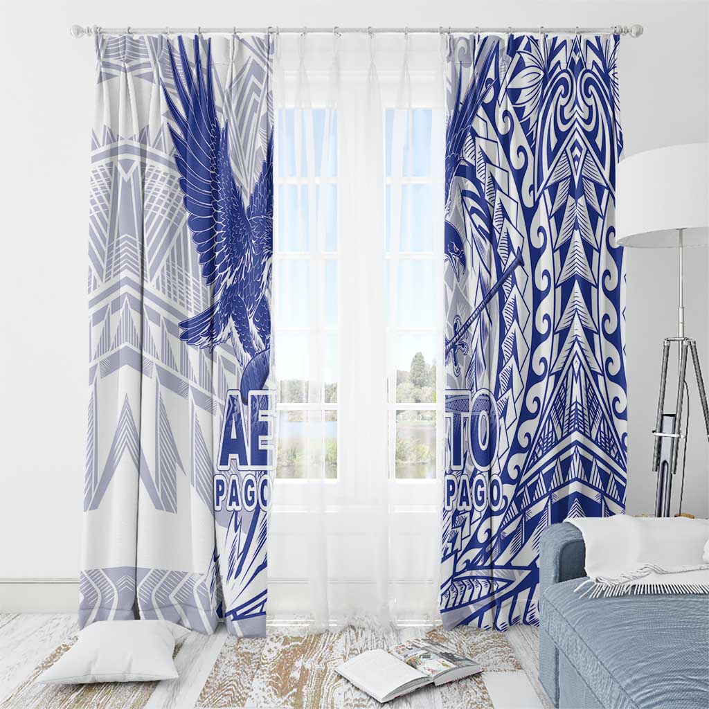 Samoa Pago Pago Aeto Window Curtain Wingstyle Blue-White Color - Polynesian Pride