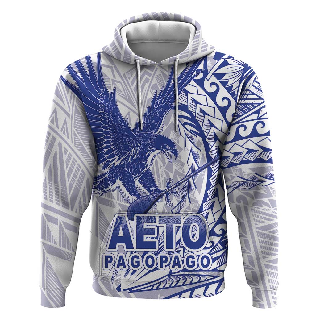 Samoa Pago Pago Aeto Zip Hoodie Wingstyle Blue-White Color - Polynesian Pride