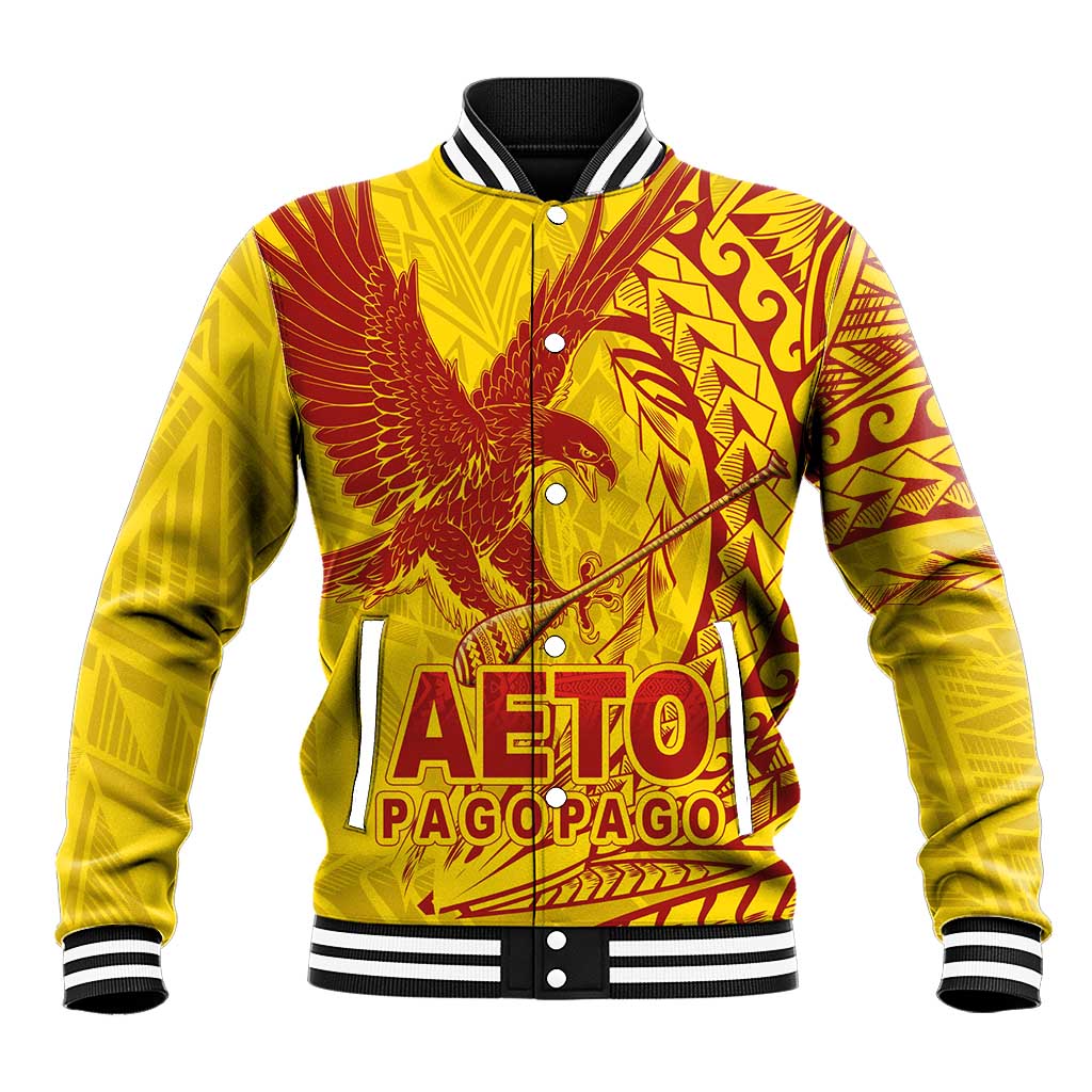 Samoa Pago Pago Aeto Baseball Jacket Wingstyle Red-Gold Color - Polynesian Pride