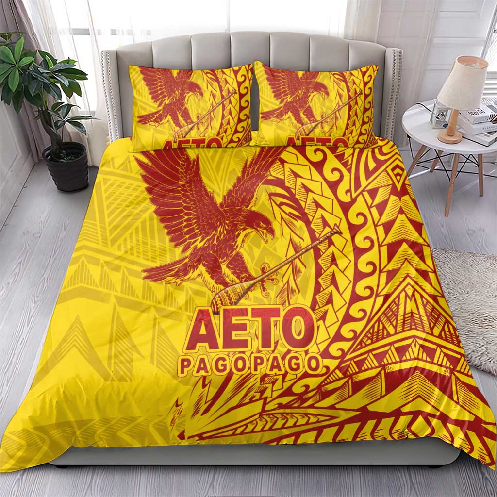 Samoa Pago Pago Aeto Bedding Set Wingstyle Red-Gold Color - Polynesian Pride