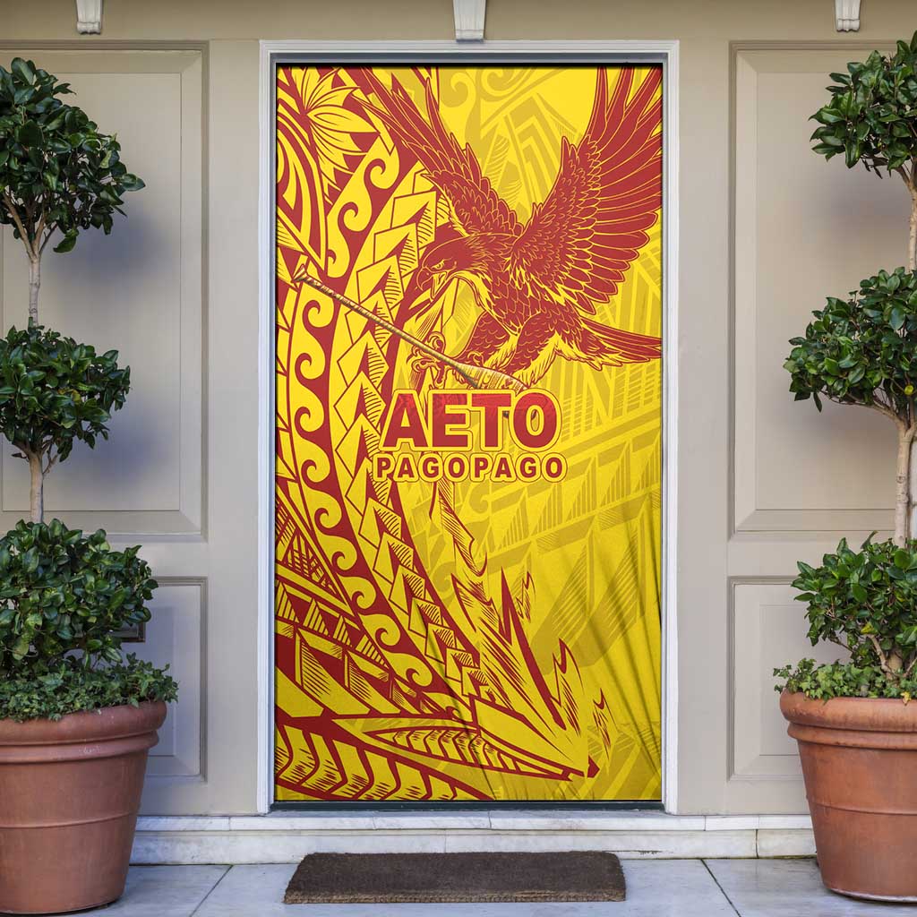 Samoa Pago Pago Aeto Door Cover Wingstyle Red-Gold Color - Polynesian Pride