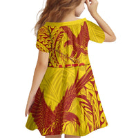 Samoa Pago Pago Aeto Family Matching Off The Shoulder Long Sleeve Dress and Hawaiian Shirt Wingstyle Red-Gold Color - Polynesian Pride