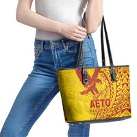 Samoa Pago Pago Aeto Leather Tote Bag Wingstyle Red-Gold Color - Polynesian Pride