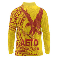 Samoa Pago Pago Aeto Long Sleeve Polo Shirt Wingstyle Red-Gold Color - Polynesian Pride