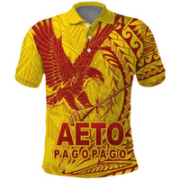 Samoa Pago Pago Aeto Polo Shirt Wingstyle Red-Gold Color - Polynesian Pride