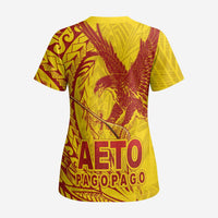 American Samoa Pago Pago Aeto Scrub Top Wingstyle Red-Gold Color - Polynesian Pride