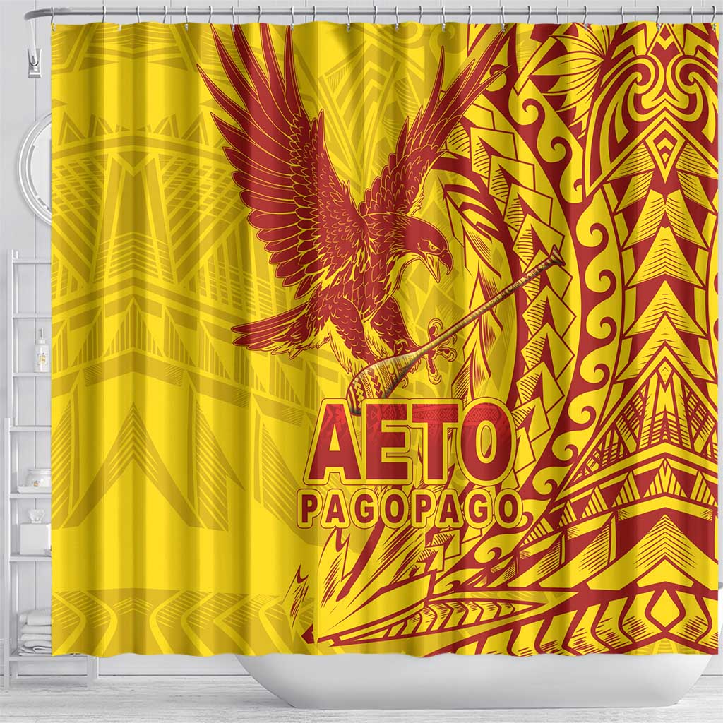 Samoa Pago Pago Aeto Shower Curtain Wingstyle Red-Gold Color - Polynesian Pride