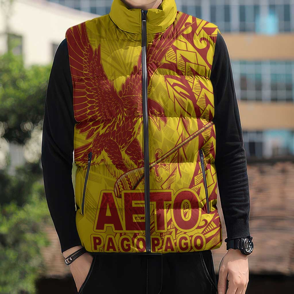 Samoa Pago Pago Aeto Sleeveless Puffer Jacket Wingstyle Red-Gold Color - Polynesian Pride