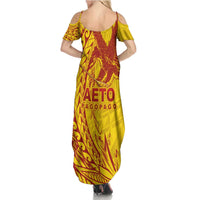 American Samoa Pago Pago Aeto Summer Maxi Dress Wingstyle Red-Gold Color LT03 - Polynesian Pride