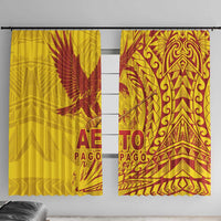 Samoa Pago Pago Aeto Window Curtain Wingstyle Red-Gold Color - Polynesian Pride