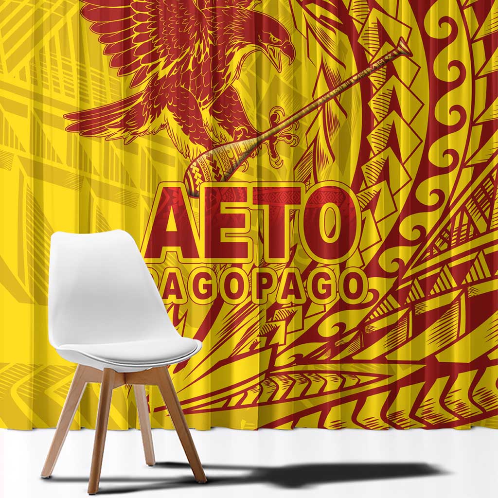 Samoa Pago Pago Aeto Window Curtain Wingstyle Red-Gold Color - Polynesian Pride