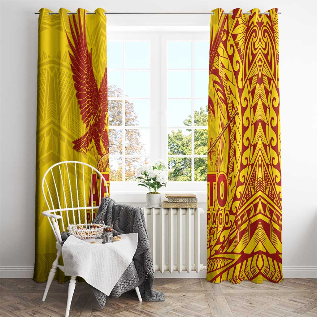 Samoa Pago Pago Aeto Window Curtain Wingstyle Red-Gold Color - Polynesian Pride