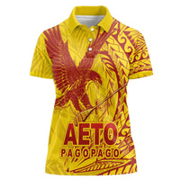 Samoa Pago Pago Aeto Women Polo Shirt Wingstyle Red-Gold Color - Polynesian Pride