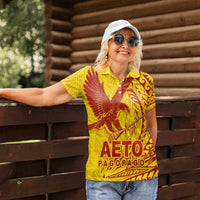Samoa Pago Pago Aeto Women Polo Shirt Wingstyle Red-Gold Color - Polynesian Pride