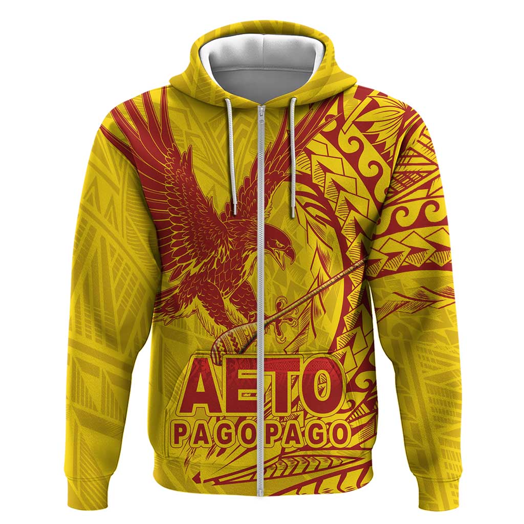 Samoa Pago Pago Aeto Zip Hoodie Wingstyle Red-Gold Color - Polynesian Pride