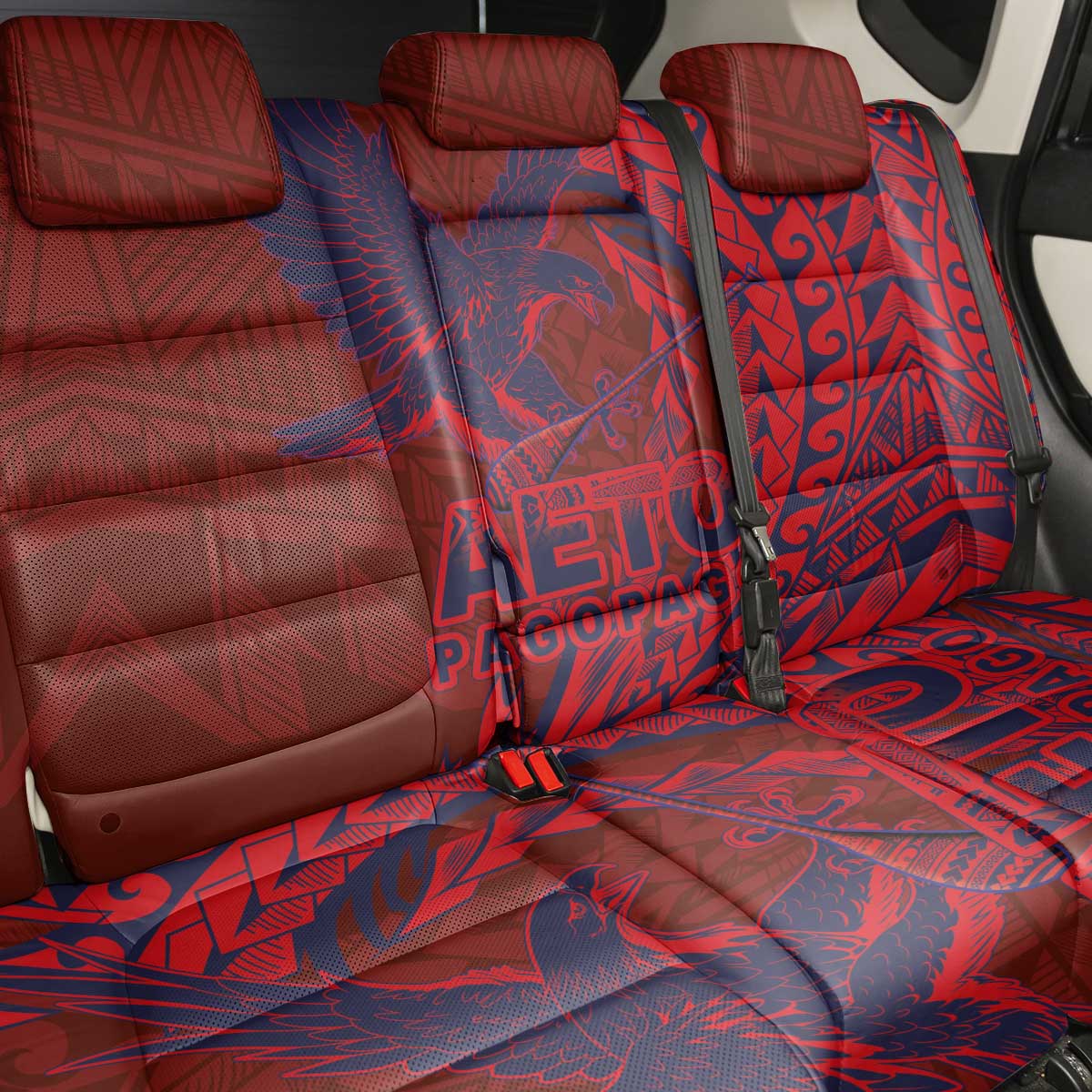 Samoa Pago Pago Aeto Back Car Seat Cover Wingstyle Red-Blue Color - Polynesian Pride