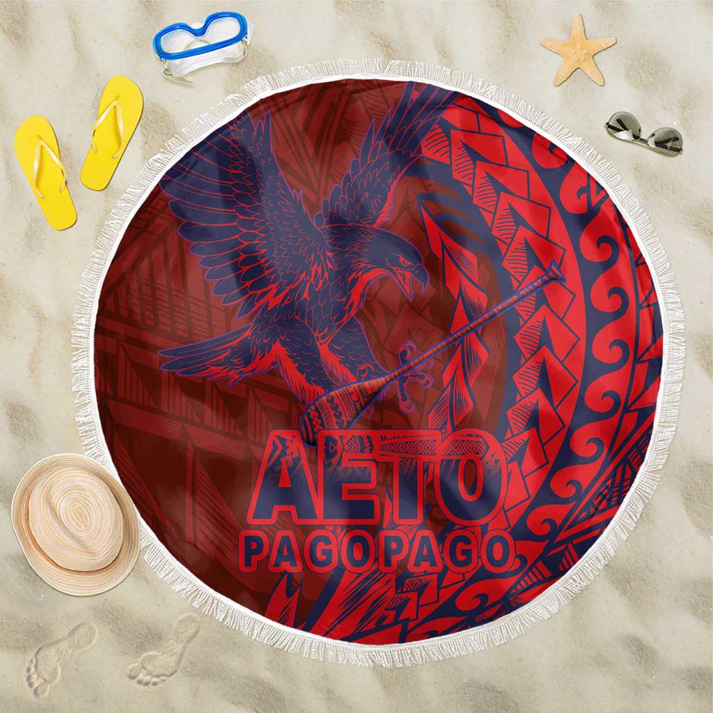 Samoa Pago Pago Aeto Beach Blanket Wingstyle Red-Blue Color - Polynesian Pride