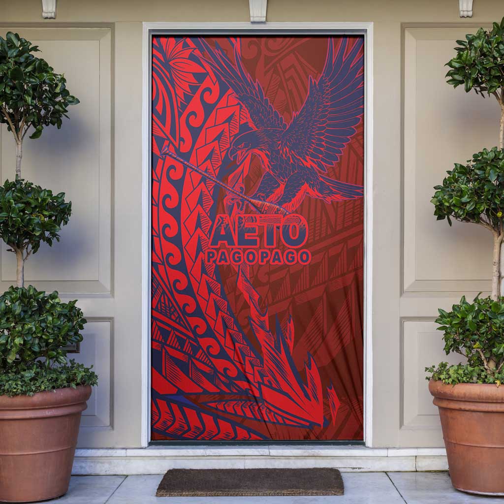 Samoa Pago Pago Aeto Door Cover Wingstyle Red-Blue Color - Polynesian Pride