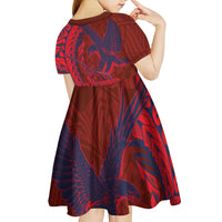 Samoa Pago Pago Aeto Kid Short Sleeve Dress Wingstyle Red-Blue Color - Polynesian Pride