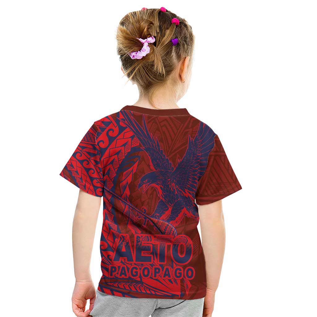 Samoa Pago Pago Aeto Kid T Shirt Wingstyle Red-Blue Color - Polynesian Pride