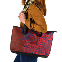 Samoa Pago Pago Aeto Leather Tote Bag Wingstyle Red-Blue Color - Polynesian Pride