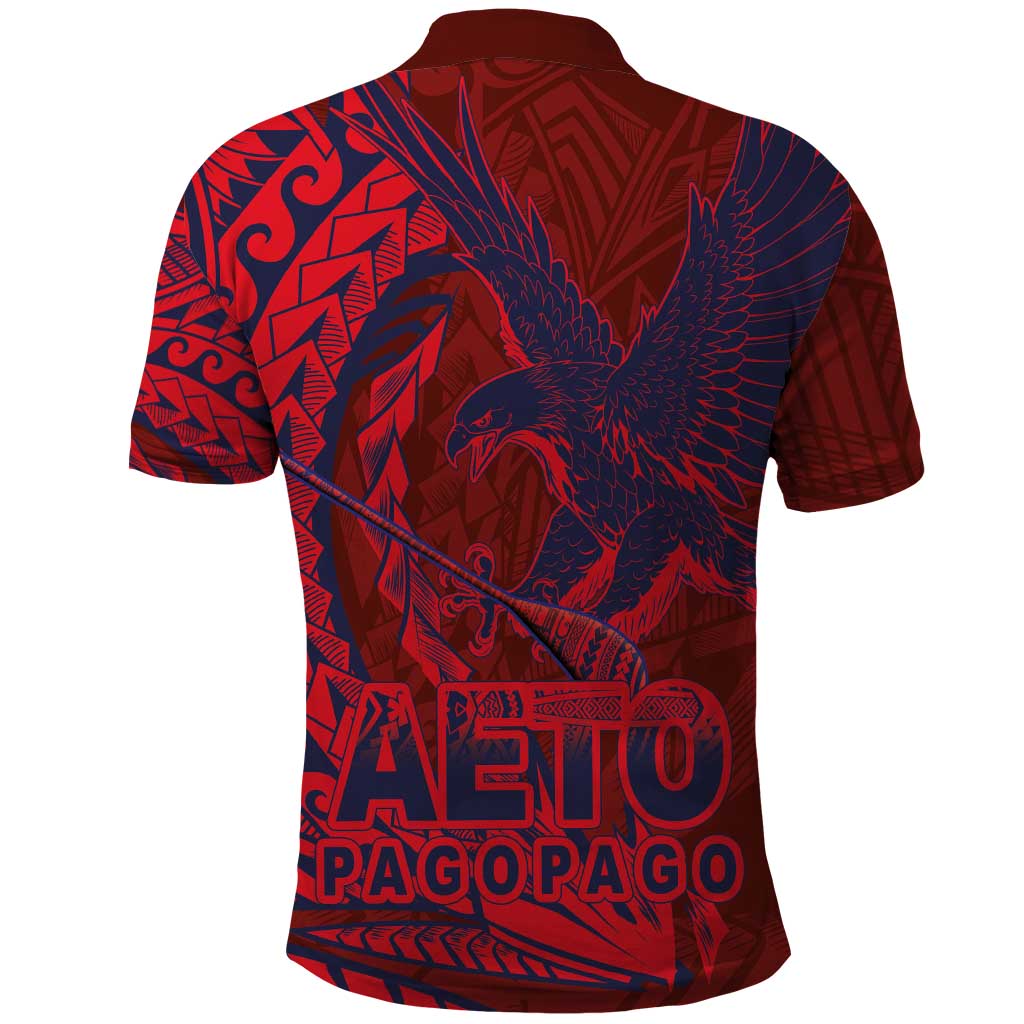 Samoa Pago Pago Aeto Polo Shirt Wingstyle Red-Blue Color - Polynesian Pride