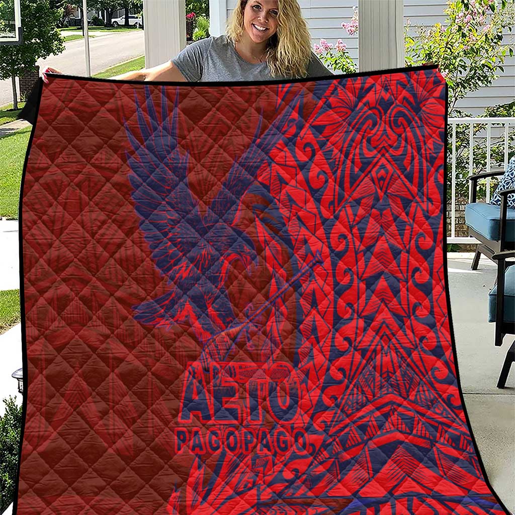 Samoa Pago Pago Aeto Quilt Wingstyle Red-Blue Color - Polynesian Pride